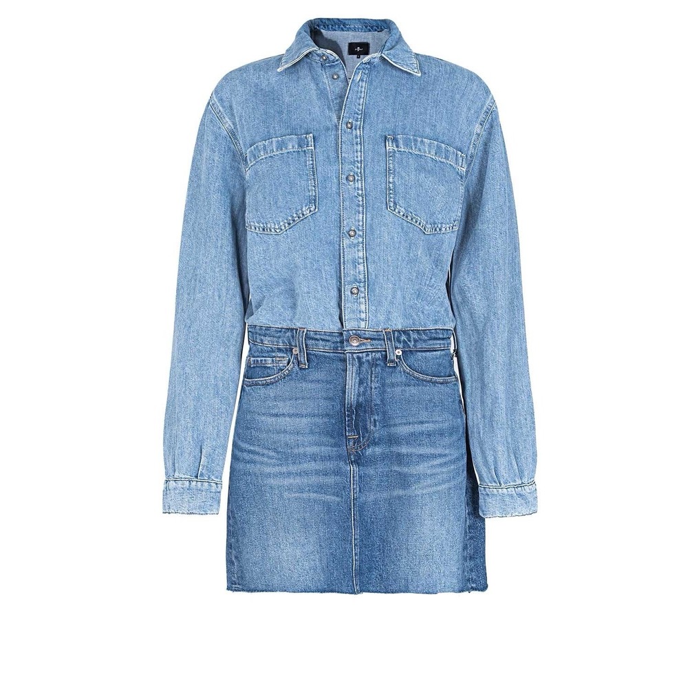 7 For All Mankind Button Down Jean Dress NWT Size Large MSRP $258